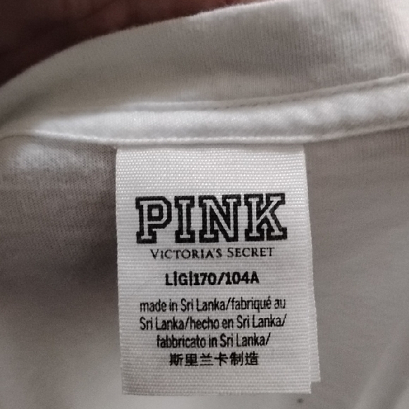PINK Victoria's Secret White And Blue Bling! Long Sleeve Top - Picture 8 of 8